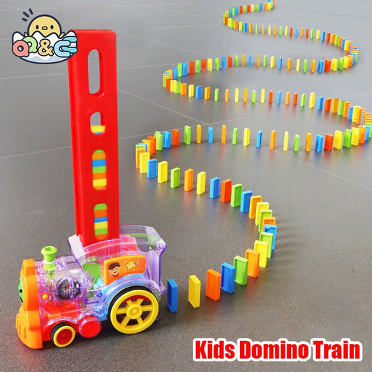 Tren de Dominó Automático con Luces y Sonido